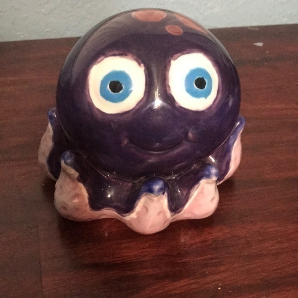 Hand painted ceramic octopus bank